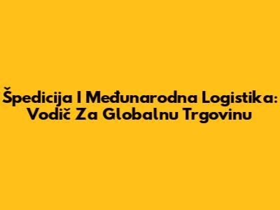 Špedicija I Međunarodna Logistika: Vodič Za Globalnu Trgovinu