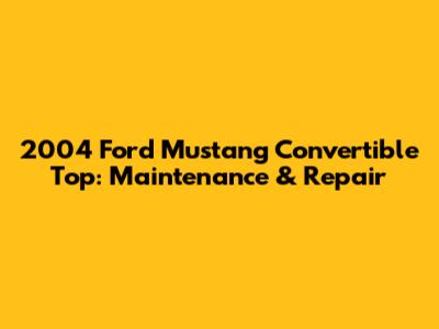 2004 Ford Mustang Convertible Top: Maintenance & Repair