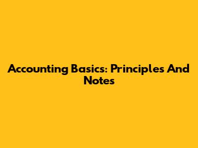 Accounting Basics: Principles And Notes