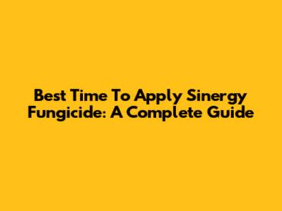 Best Time To Apply Sinergy Fungicide: A Complete Guide