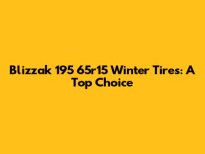 Blizzak 195 65r15 Winter Tires: A Top Choice