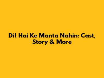 Dil Hai Ke Manta Nahin: Cast, Story & More