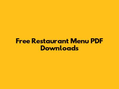Free Restaurant Menu PDF Downloads