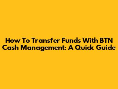 How To Transfer Funds With BTN Cash Management: A Quick Guide