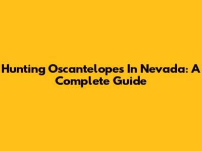 Hunting Oscantelopes In Nevada: A Complete Guide