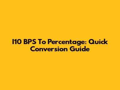 I10 BPS To Percentage: Quick Conversion Guide