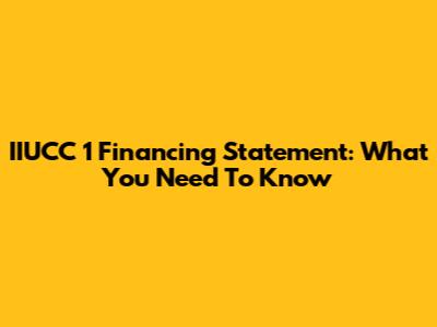 IIUCC 1 Financing Statement: What You Need To Know