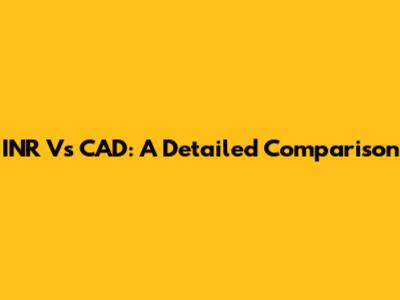 INR Vs CAD: A Detailed Comparison