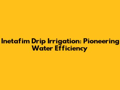 Inetafim Drip Irrigation: Pioneering Water Efficiency
