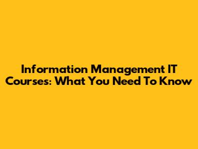 Information Management IT Courses: What You Need To Know