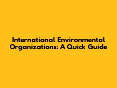 International Environmental Organizations: A Quick Guide