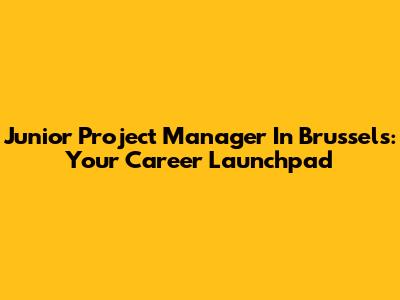 Junior Project Manager In Brussels: Your Career Launchpad