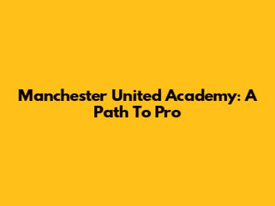 Manchester United Academy: A Path To Pro
