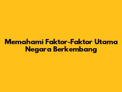 Memahami Faktor-Faktor Utama Negara Berkembang