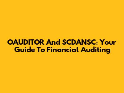 OAUDITOR And SCDANSC: Your Guide To Financial Auditing
