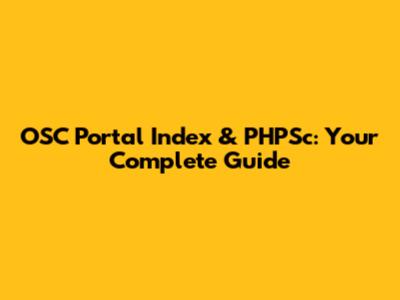 OSC Portal Index & PHPSc: Your Complete Guide