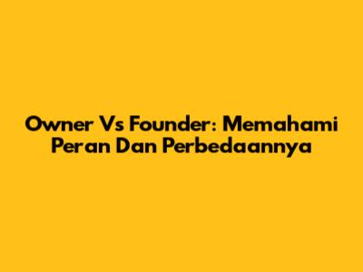 Owner Vs Founder: Memahami Peran Dan Perbedaannya