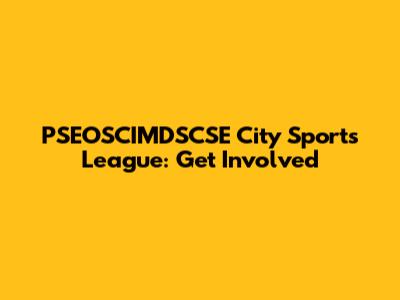 PSEOSCIMDSCSE City Sports League: Get Involved