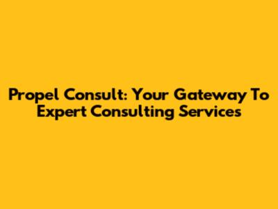 Propel Consult: Your Gateway To Expert Consulting Services