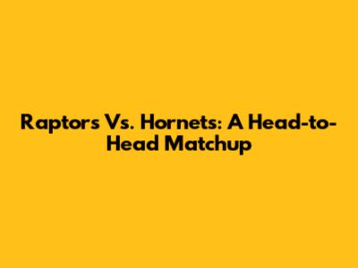 Raptors Vs. Hornets: A Head-to-Head Matchup