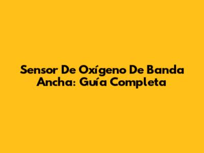 Sensor De Oxígeno De Banda Ancha: Guía Completa