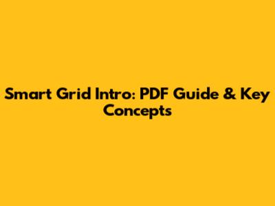 Smart Grid Intro: PDF Guide & Key Concepts