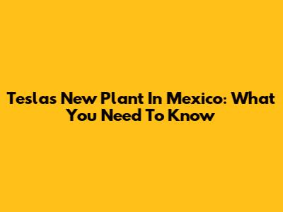 Tesla's New Plant In Mexico: What You Need To Know
