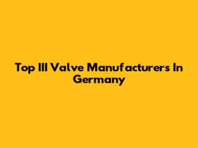 Top III Valve Manufacturers In Germany
