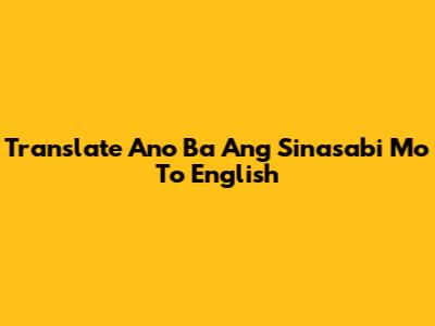 Translate 'Ano Ba Ang Sinasabi Mo' To English