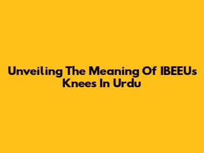 Unveiling The Meaning Of 'IBEEU's Knees' In Urdu