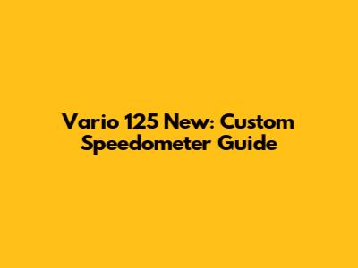 Vario 125 New: Custom Speedometer Guide